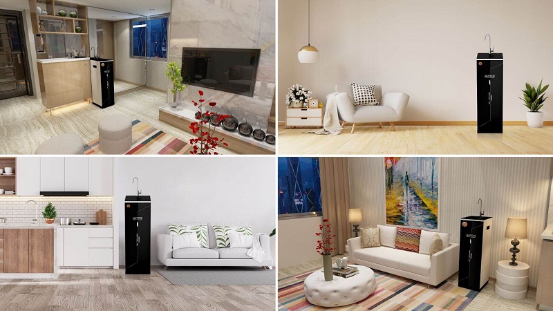 Máy lọc nước Mutosi tủ đứng đặt ở nhiều không gia đình