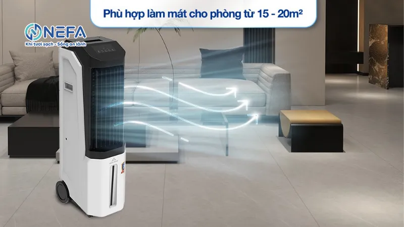 Nên đặt quạt làm mát không khí ở vị trí thông thoáng, không đặt trong phòng kín