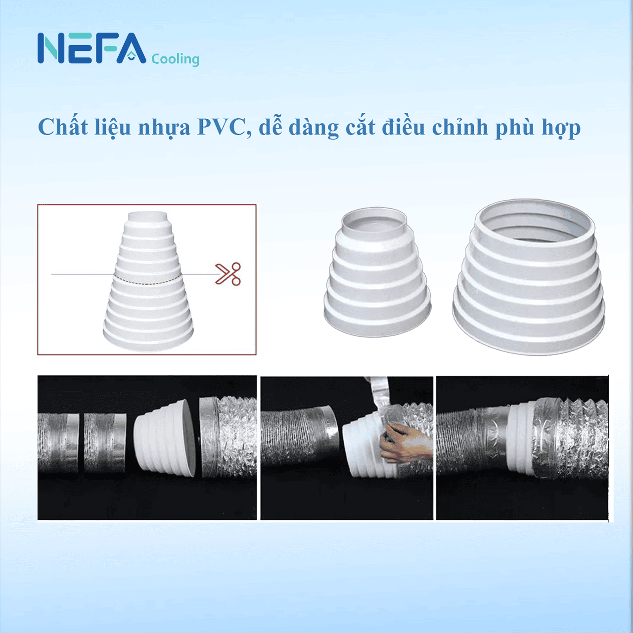 Côn Thu Quạt Thông Gió NEFA Cooling 200mm – về 80mm