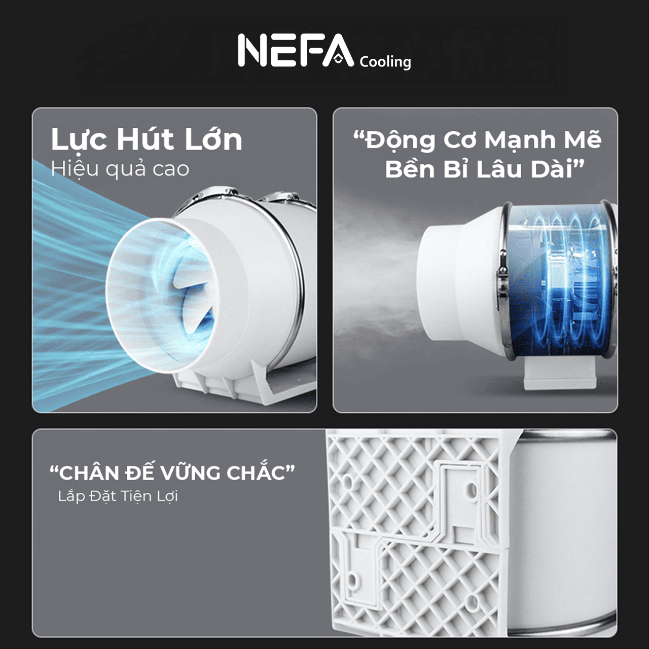 Ưu điểm quạt thông gió hút mùi Nefa