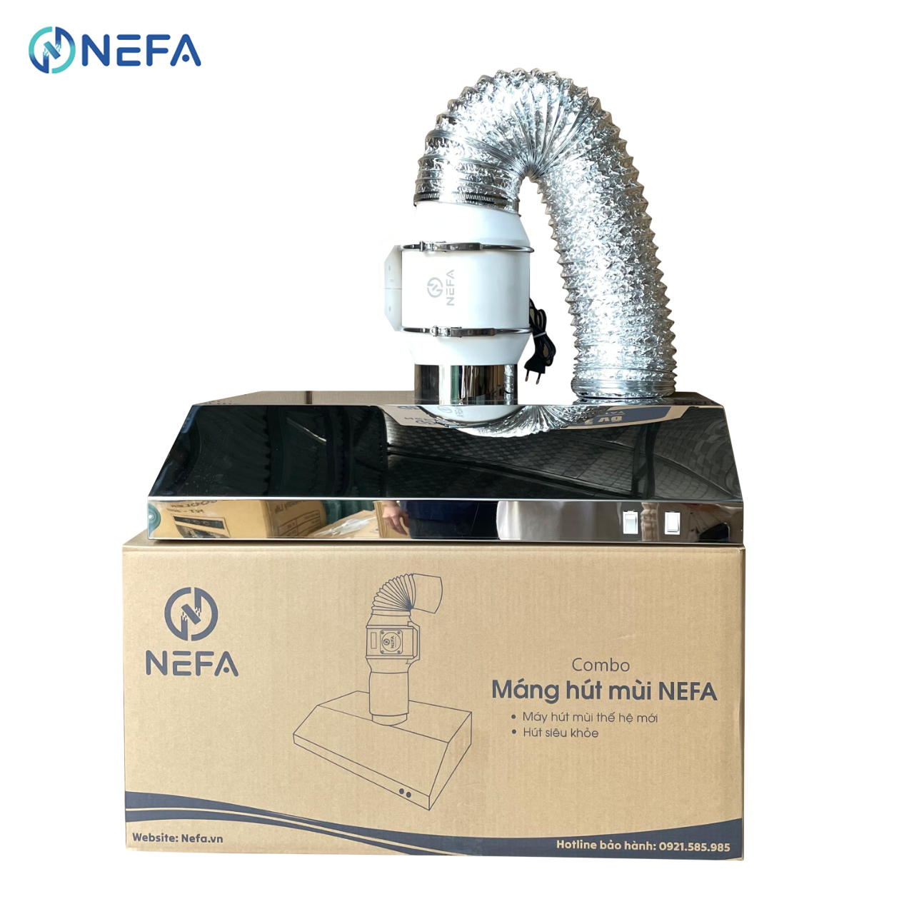 Combo Máng Hút Mùi Inox và Quạt Thông Gió HF150 Và HF200