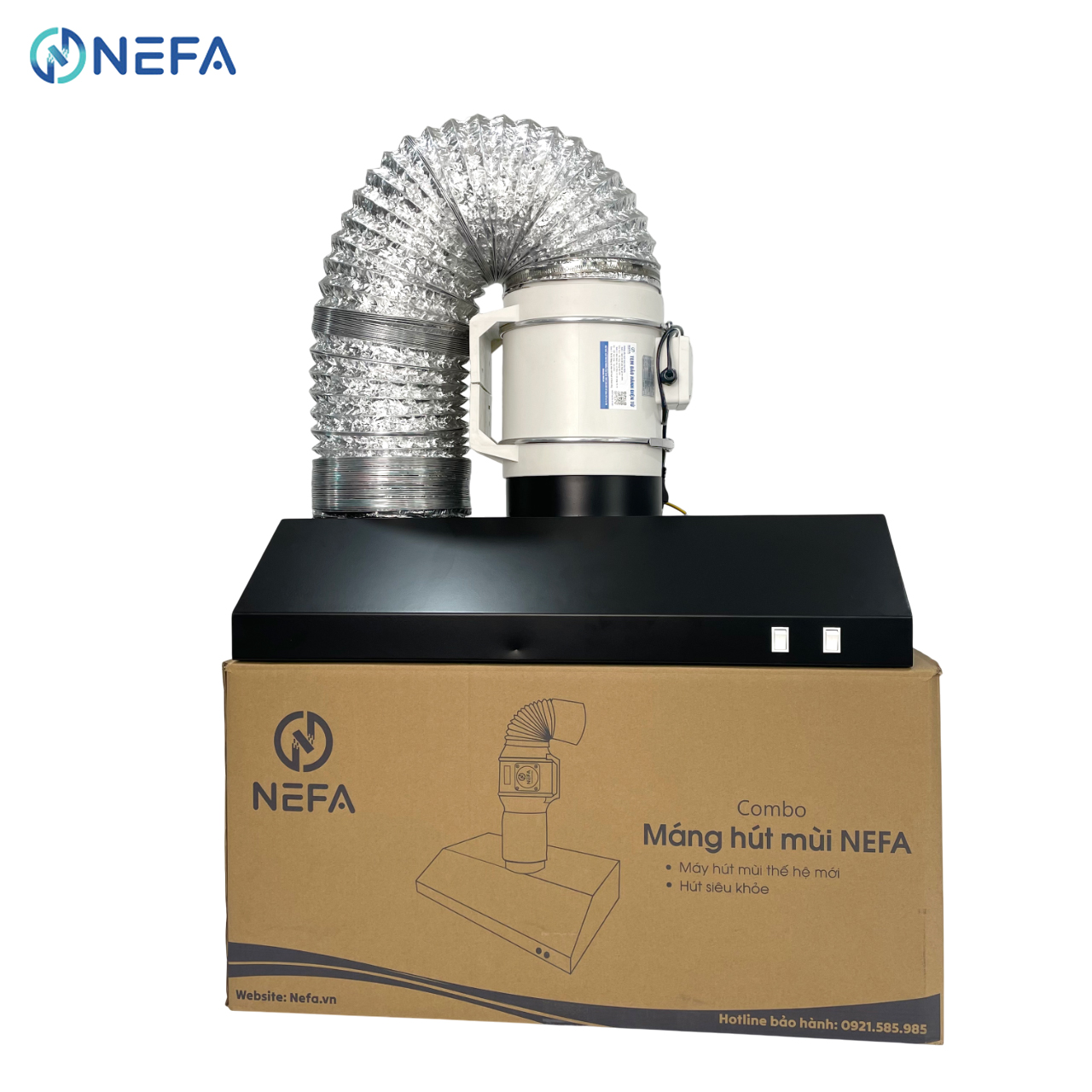 Combo Máng Hút Mùi Thép Sơn Tĩnh Điện Và Quạt Thông Gió HF150-HF200