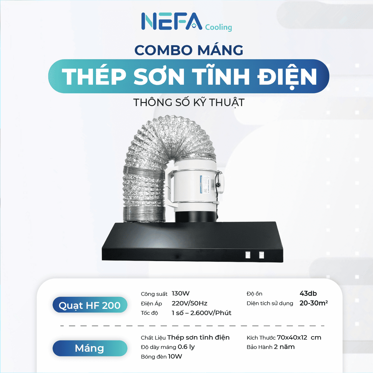 Bảng thông số kỹ thuật máng tĩnh điện