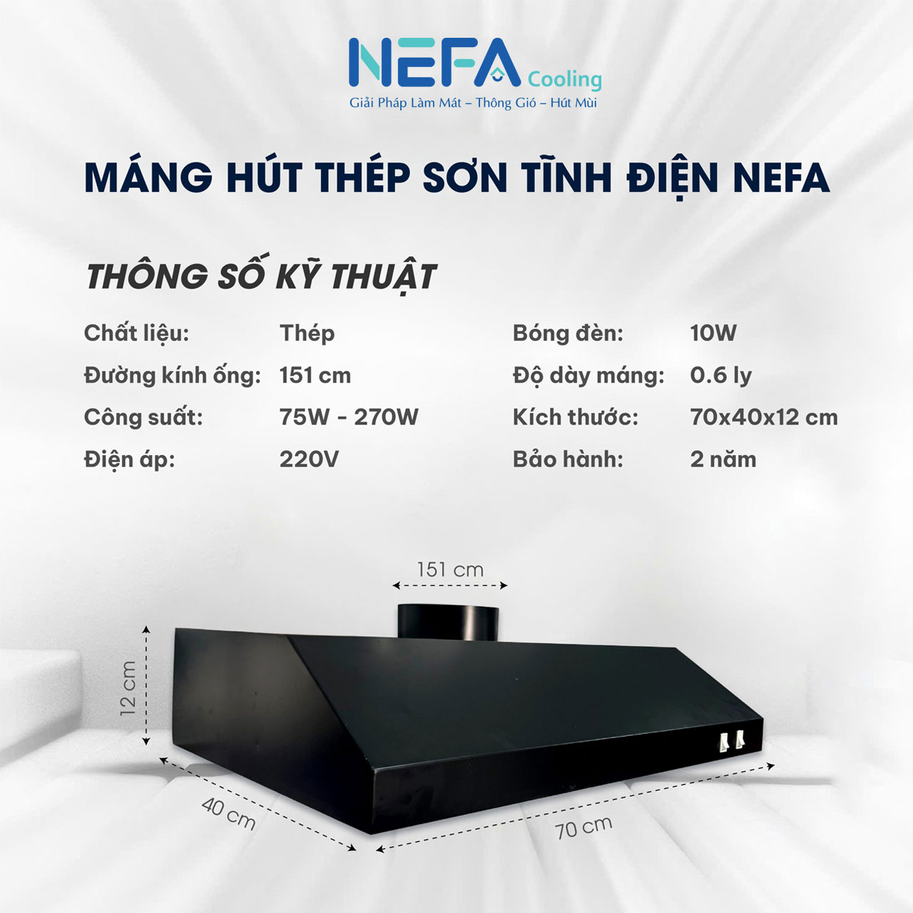 Combo Quạt Hút Mùi Máng Sơn Tĩnh Điện