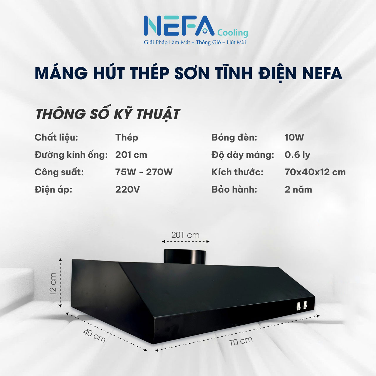 Combo Quạt Hút Mùi Máng Sơn Tĩnh Điện