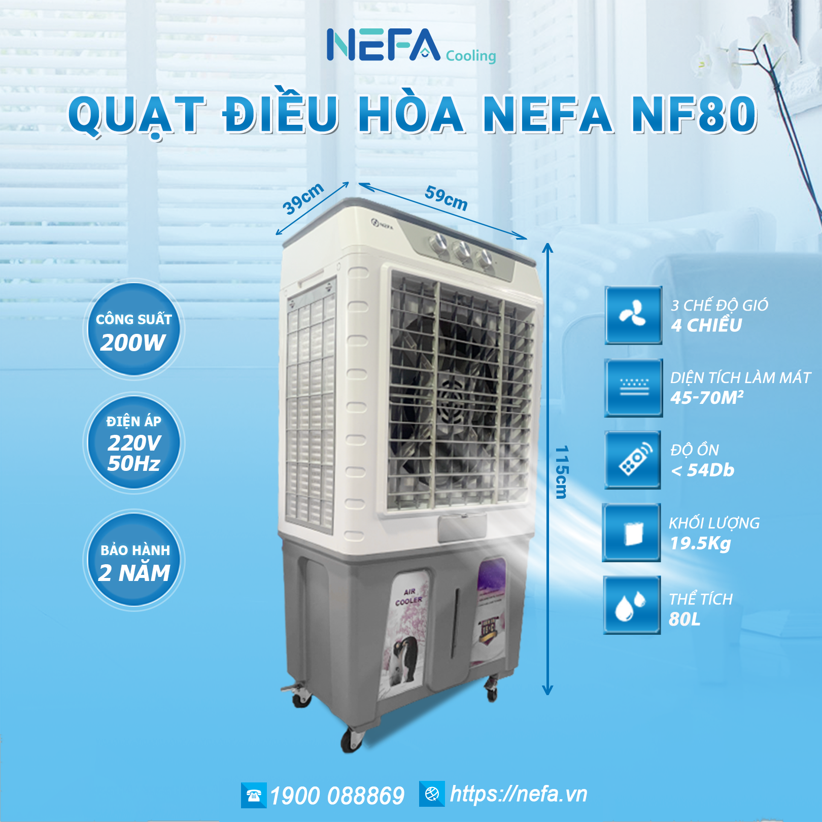quat-dieu-hoa-nf-80 Thông số Quạt điều hòa hơi nước Nefa L8600 - Cơ