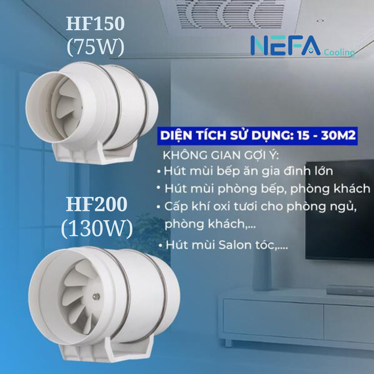 HF300 phù hợp cho phòng bếp lớn, salon, phòng ngủ
