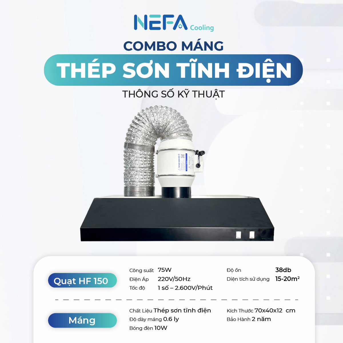 Bảng thông số kỹ thuật máng tĩnh điện