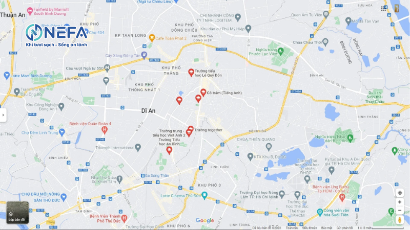 Các khu vực Nefa giao quạt hơi nước tại Dĩ An