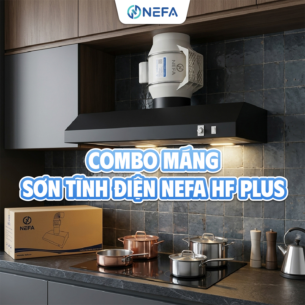 Hình ảnh Combo Quạt hút mùi máng chụp sơn tĩnh điện NEFA HF Plus.