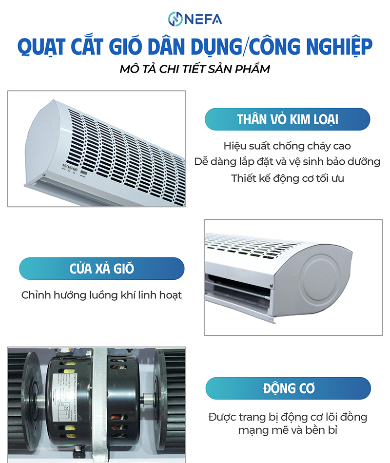 Quạt cắt gió có tốn điện không? Các dòng quạt cắt gió chất lượng, bền, hoạt động bền bỉ tại NEFA.