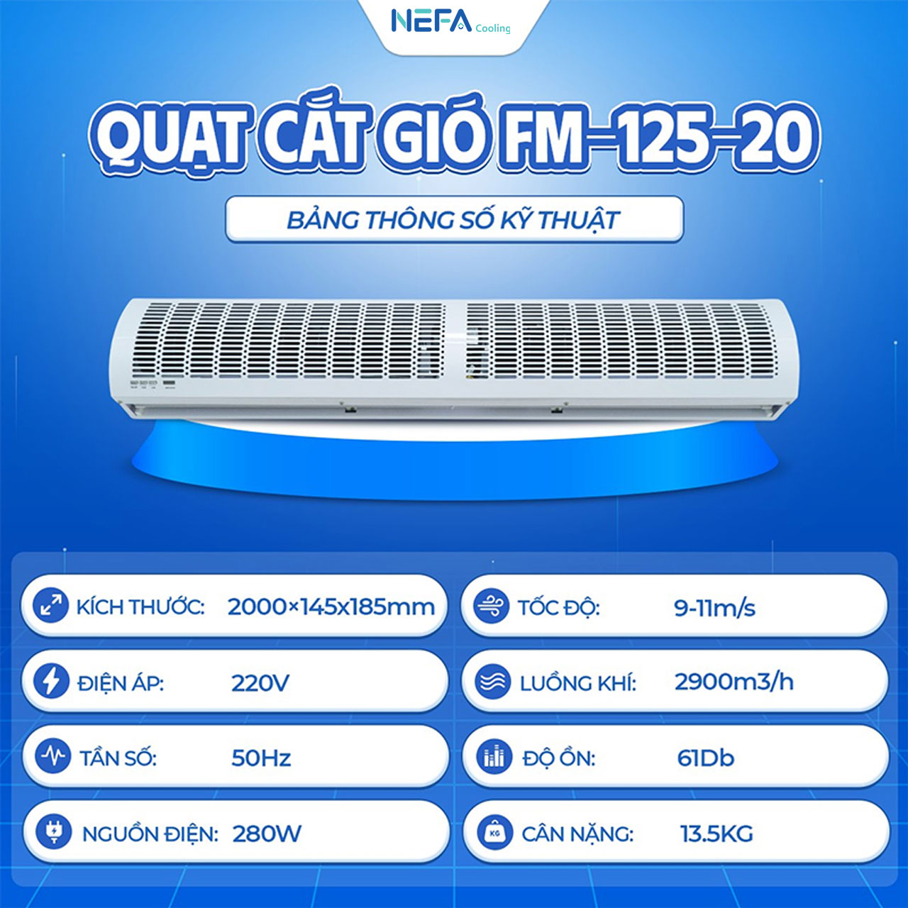 Quạt cắt gió FM-125-20 công suất lớn, hiệu quả vượt trội