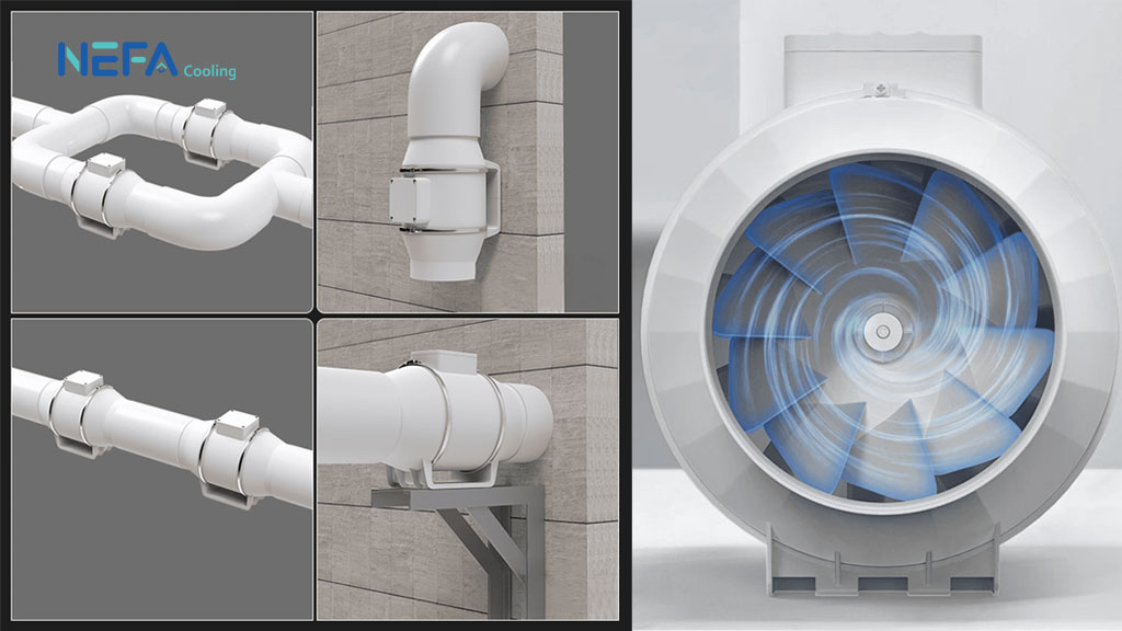 Quạt thông gió công nghiệp nối ống gió Nefa Cooling Quạt thông gió công nghiệp nối ống gió Nefa Cooling