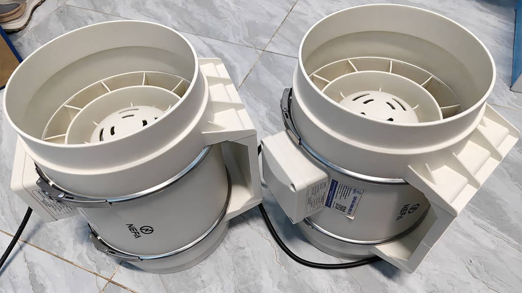 Quạt thông gió hút mùi hai đầu NEFA Cooling cho văn phòng, trung tâm thương mại.