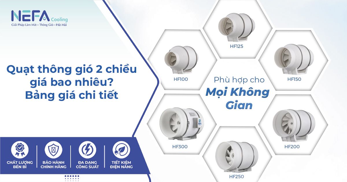 Quạt thông gió 2 chiều giá bao nhiêu? Bảng giá chi tiết