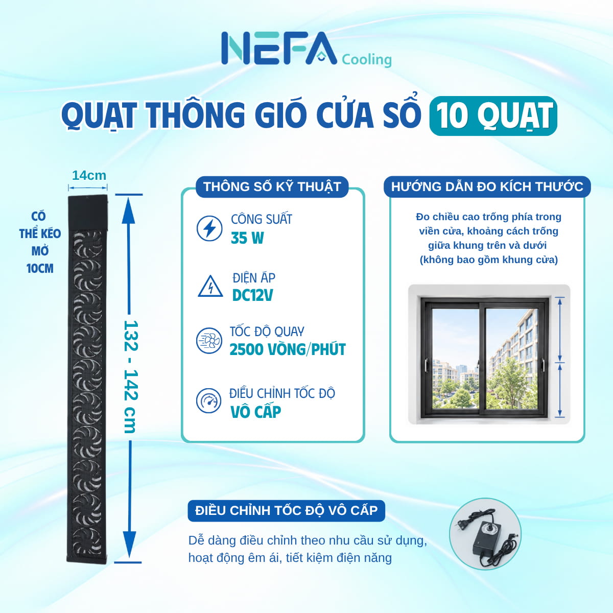 Hướng dẫn lắp đặt quạt thông gió cửa sổ NEFA BFS-YB-10.