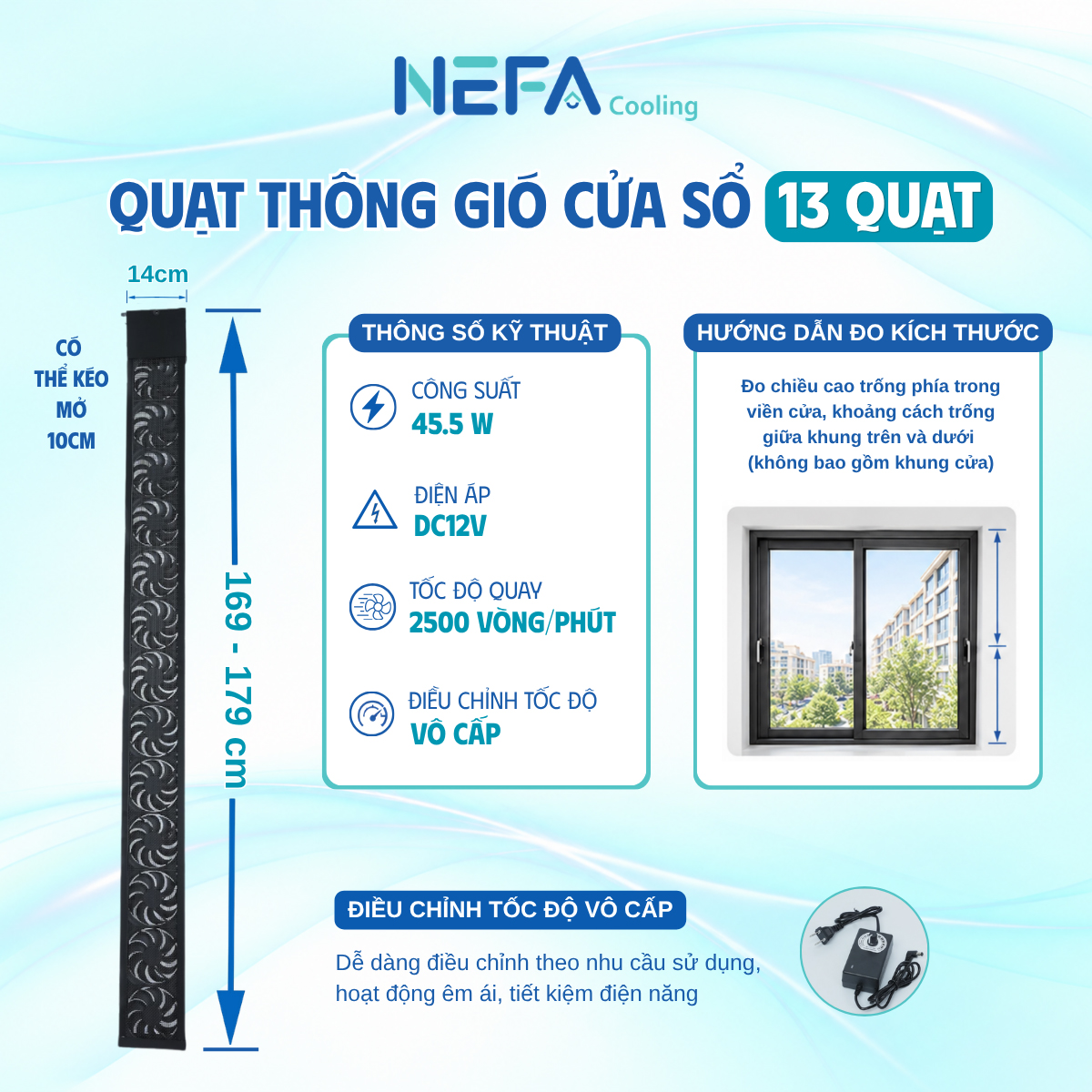 Hướng dẫn lắp đặt quạt thông gió cửa sổ NEFA BFS-YB-13.